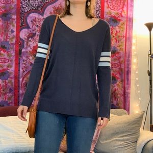 Striped navy crew neck sweater
